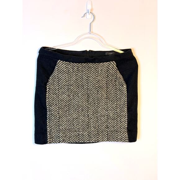J.Crew Wool Blend Herringbone Mini Skirt Size 8 - Picture 2 of 6